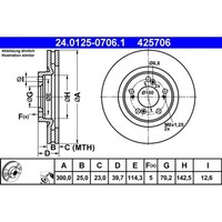 Bremsscheibe ATE 24.0125-0706.1 (2 Stk.) FüR Honda S2000