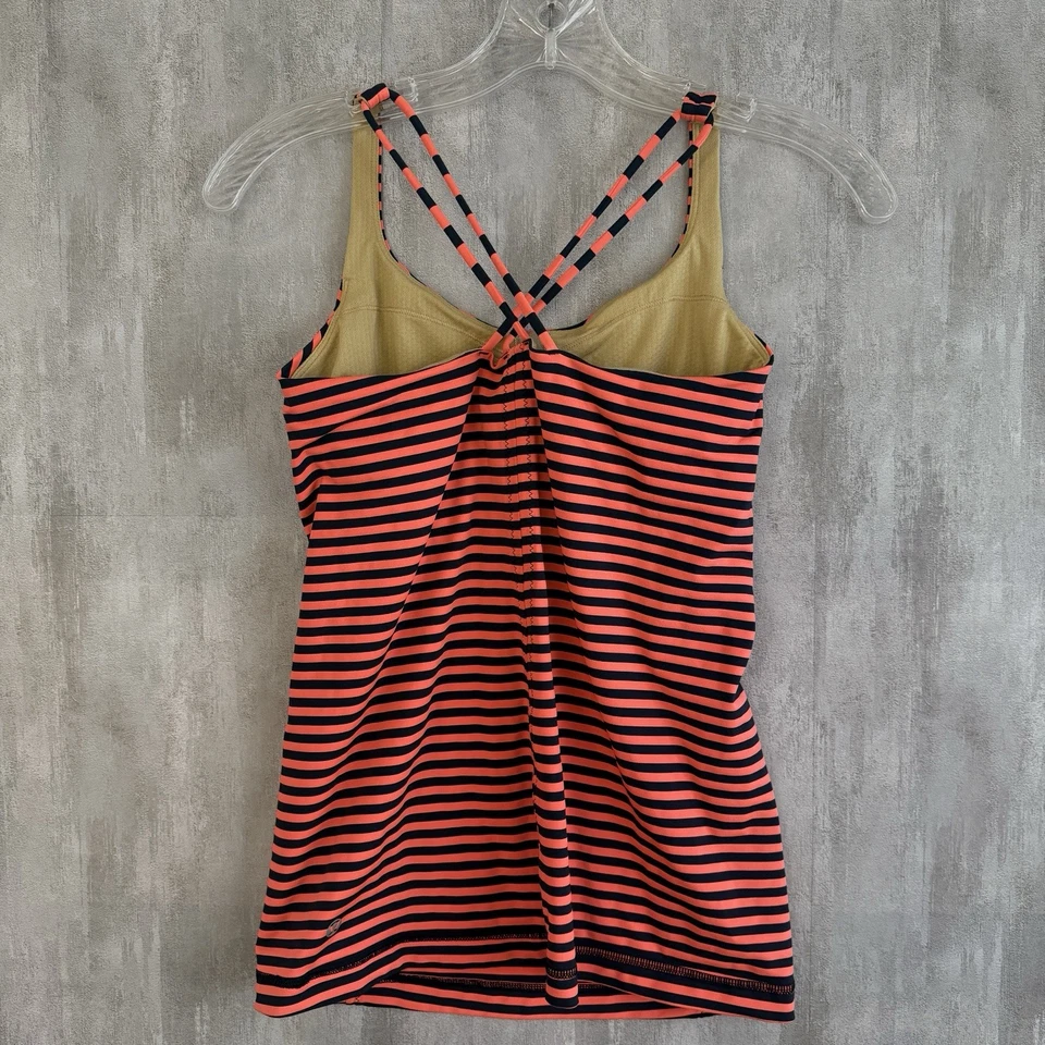 Lululemon Free To Be Tank Top Women Size 6 Orange Striped Racerback Gym Unpadded - Image 2 of 4