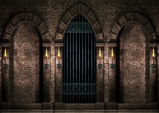 Gothic Castle Backdrop 9x6 ft Ancient Stone Wall Arches Gates Photo Prop