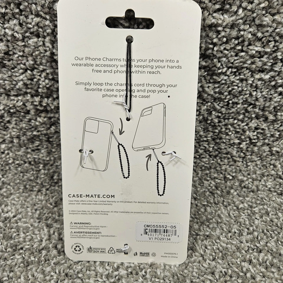 Dije de teléfono Case-Mate correa con cuentas corazón perla accesorio para todas las fundas de teléfono Foto 2 de 4