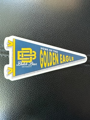 DUTCH BROS Golden Eagle STICKER University Pennant August 2026 coffee blue