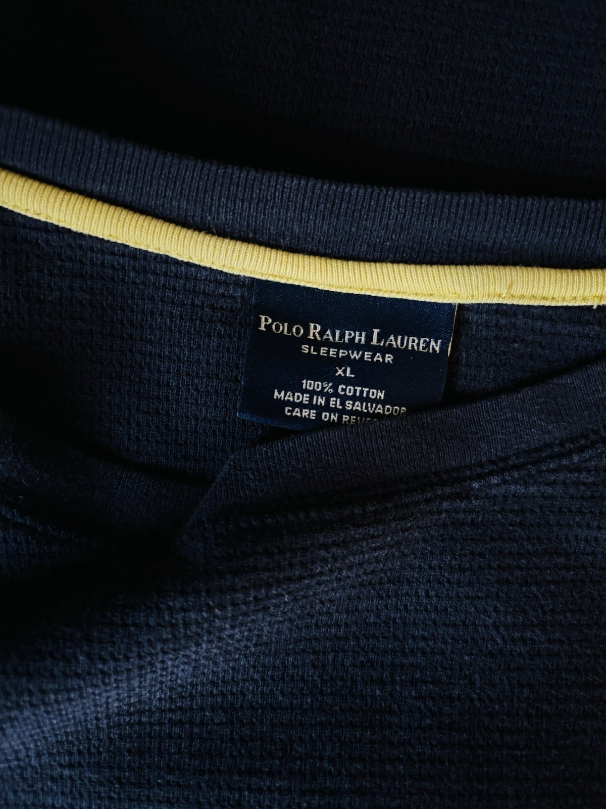 PONY Polo Ralph Lauren Uomo XL Blu Navy Maglia Manica Lunga Pigiama Termico Cotone