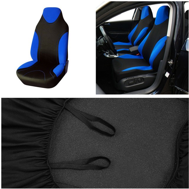 Blue Front Universal High Back Seat Cover Set for Car Truck Polyester