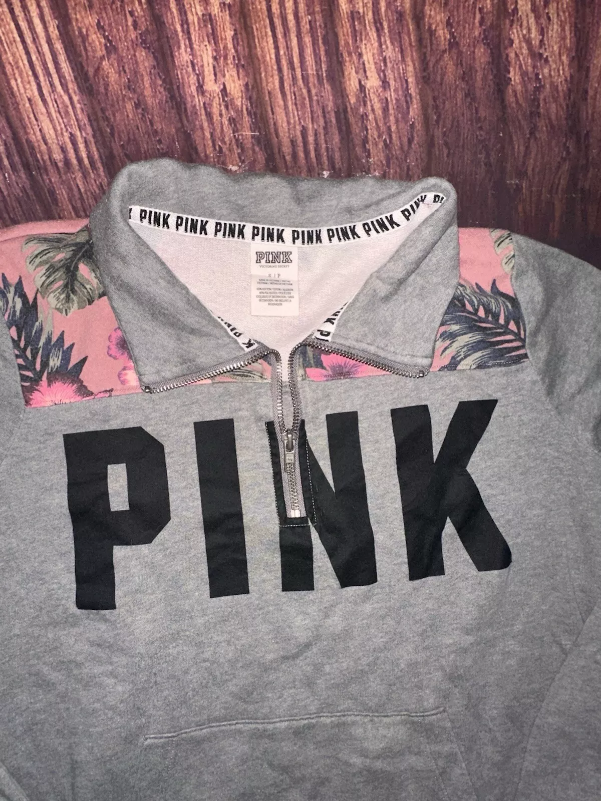 victoria-secret-vs half zip tropical dog logo hoodie