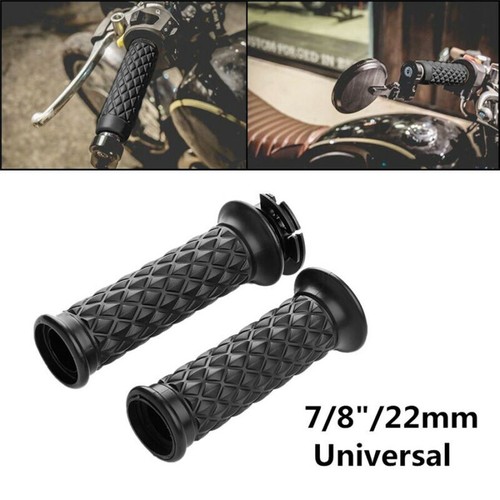 2X Diamant Stil Motorrad 7/8" 22MM Griffe Lenkergummi Griffgummi offen Schwarz * - Bild 1 von 16