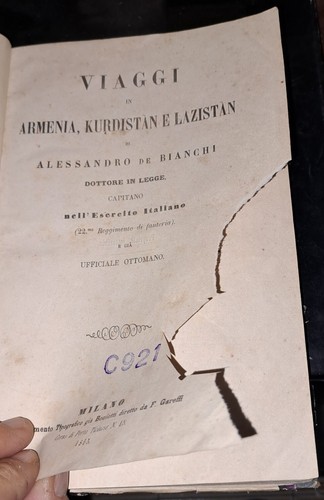 Viaggi in Armenia, Kurdistan e Lazistan Alessandro De Bianchi I Ed. 1865 Raro - Foto 5 di 19