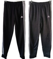 ADIDAS Boys XL Lot of 2 Polyester Knit Joggers Black & Dark Gray Lined Pockets