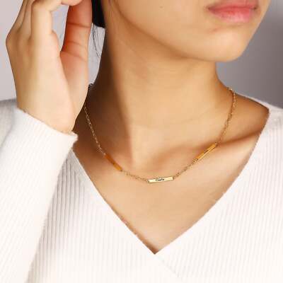 Personalize Multiple Name Necklace,3 Name Bars,Minimalist Necklace, Paperclip