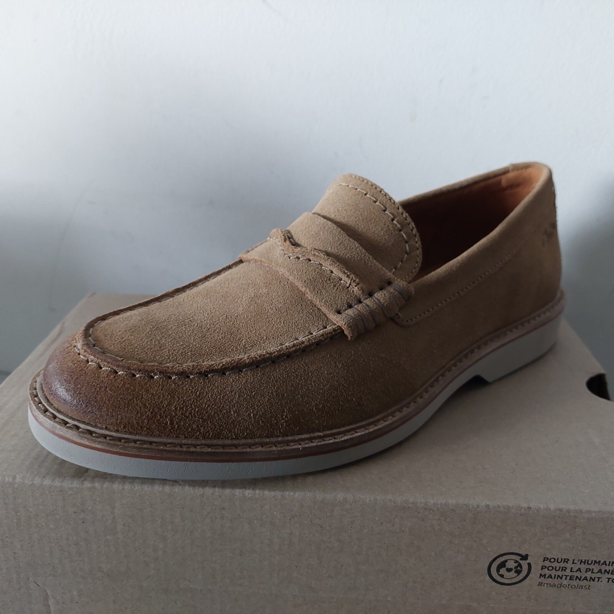 CLARKS ATTICUS LT SLIP MENS DARK SAND SUEDE LOAFER SLIP ON SHOES