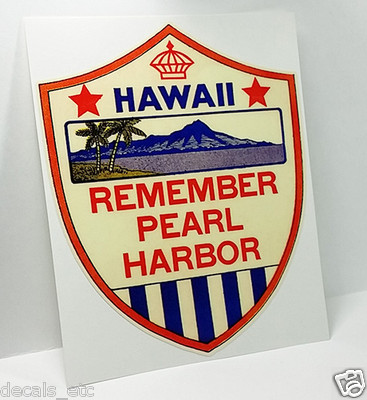 #ad Hawaii Remember Pearl Harbor Vintage Style WWII Travel Decal Vinyl Sticker $4.78