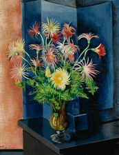 MOISE KISSLING Art Poster or Canvas Print "FOUGÈRES ET GERBERAS"