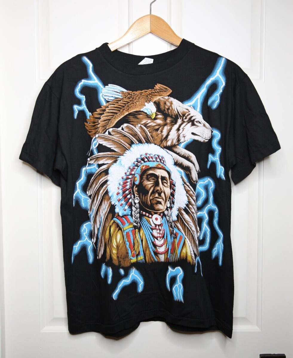 Vintage American Thunder t shirt Deadstock 90s lightning Indian 