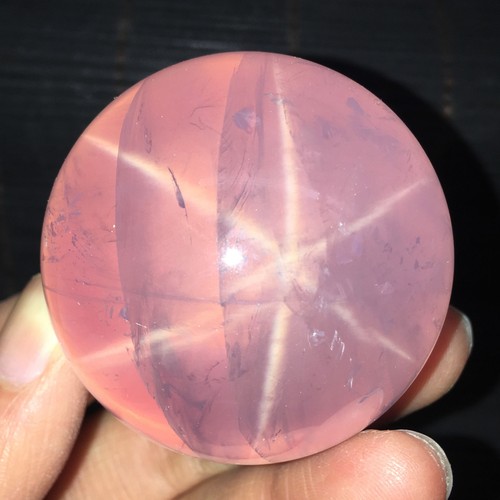 A3595-46mm-140g Natural STAR Rose Quartz SPHERE BALL Crystal “water grass” - Picture 6 of 12