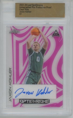 2022 Leaf OptiChrome Proof Clear Pink Jaxon Kohler 1/1 RC Auto Rookie Autograph - Picture 1 of 1