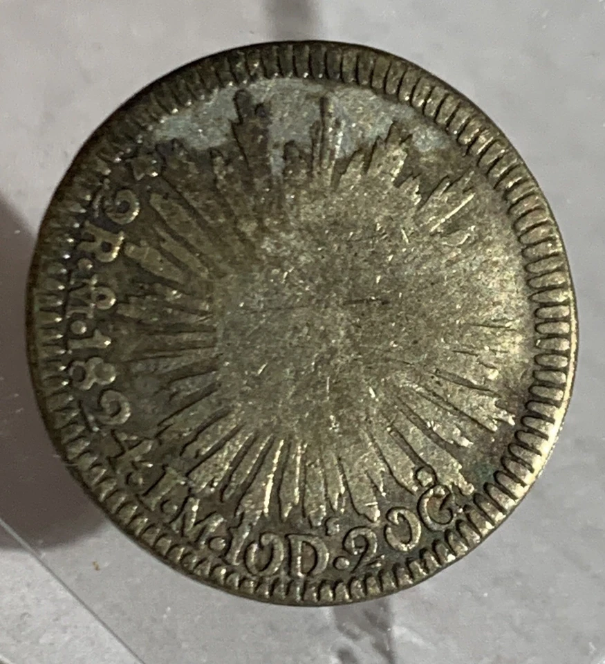 MONEDA DE PLATA DE 2 REALES DE MÉXICO 1824-- "ÁGUILA CUELLO GANCHO" RARA** UN AÑO Foto 4 de 4