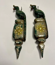 RARE Pair of Antique  Burmese / Burma Wooden Loom Pulleys 9"