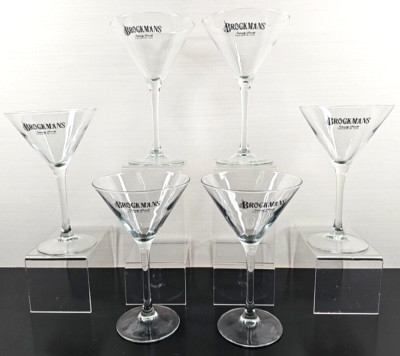 6 Brockmans Premium Gin Martini Glasses Set Clear Bar Stemware Vicrila Spain Lot