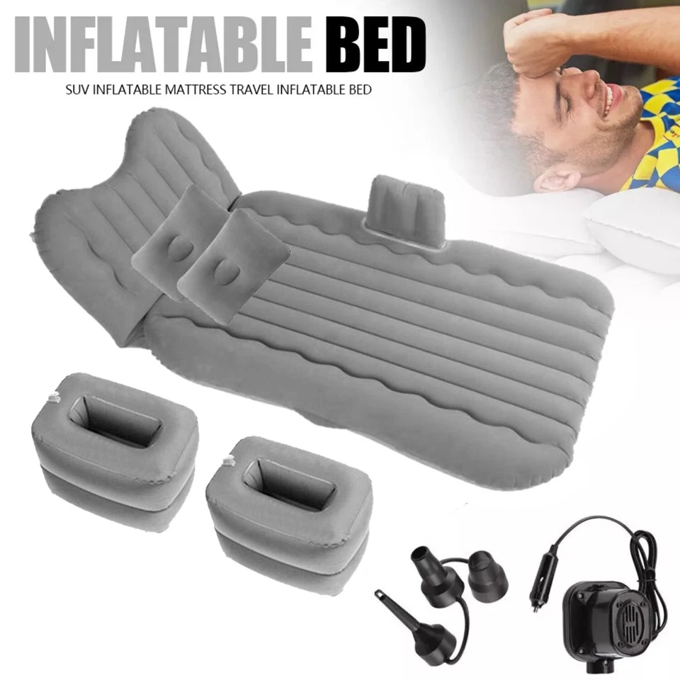 Inflatable Car SUV Air Mattress Camping Bed Cushion + Pillows &Pump Sleeping Pad - Image 3 of 4