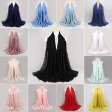 Women's Headscarf Muslim Long Turban Solid Color Scarf Glitter Sequins Shawls
