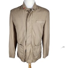 Dkny Mens Sz 42R M Biege Striped 100 Cotton Lt Weight Jacket B39