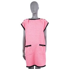68326 auth GUCCI pink black cotton 2019 BOUCLE TWEED Dress 46 XL