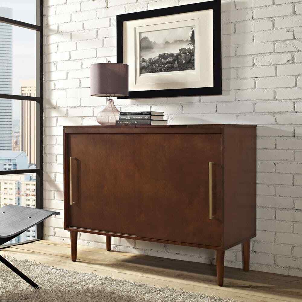 Media Console Durable Adjustable Shelves Home Furniture Everett Mahogany New