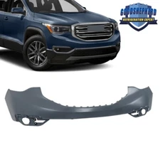Black Plastic Front Bumper Cover Upper For 2017-2019 GMC Acadia W/O Radar Holes