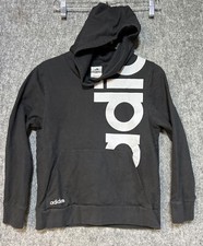 Adidas hoodie Black White Letters Youth Medium size 10-12