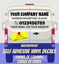 2 X Custom Vinyl Graphics Sign Diy Stickers Bespoke Van Decal 600 X 275mm