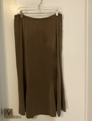 Eileen Fisher Skirt Brown Micro Suede Panel Front With Zipper M - Photo 1/7