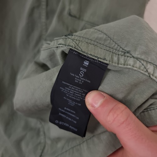 G STAR Jacket Mens S Small Deline Overshirt Cotton Canvas Full Zip Green Khaki - Picture 9 of 13