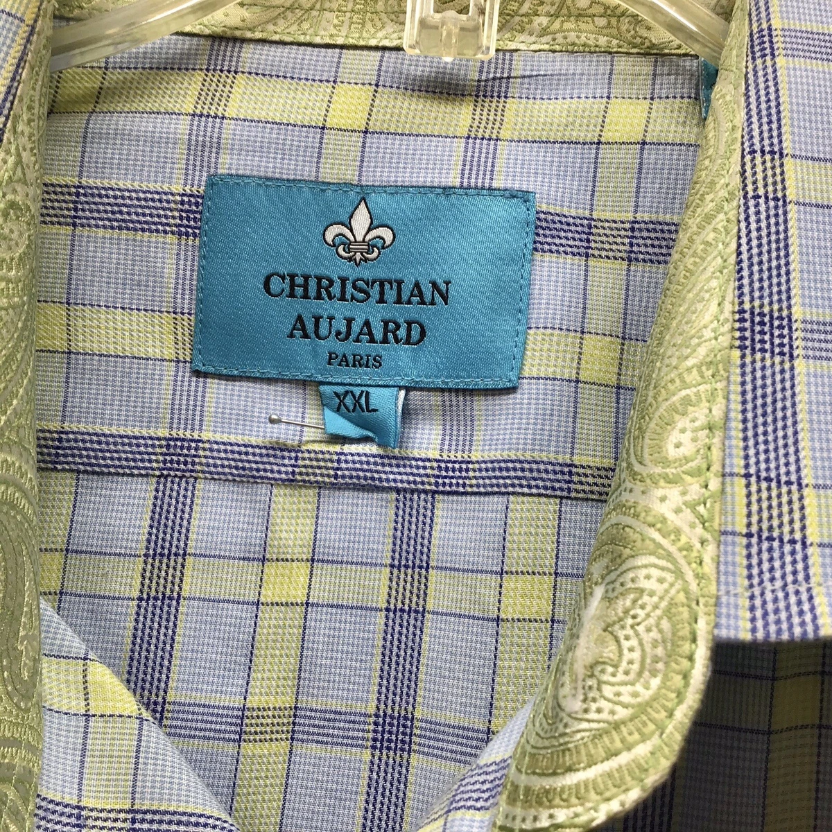 CHRISTIAN AUJARD PARIS BUTTON UP BLUE LONG SLEEVE FLIP CUFF  