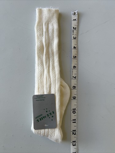 Vintage Socken Zopfmuster Schulstrumpf Premier Strumpfwaren 80er elfenbeinfarben neu aus altem Lagerbestand 8-9,5 USA 90er - Bild 6 von 6
