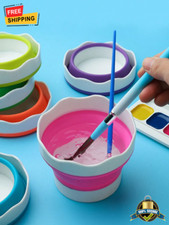1 pc Foldable Silicone Art Brush Holder & Wash Bucket for Cleaning & Rinsing
