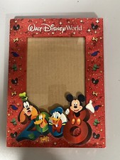 2008 Walt Disney World Park 5x7 Photo Frame Mickey Mouse Goofy Donald Pluto Red