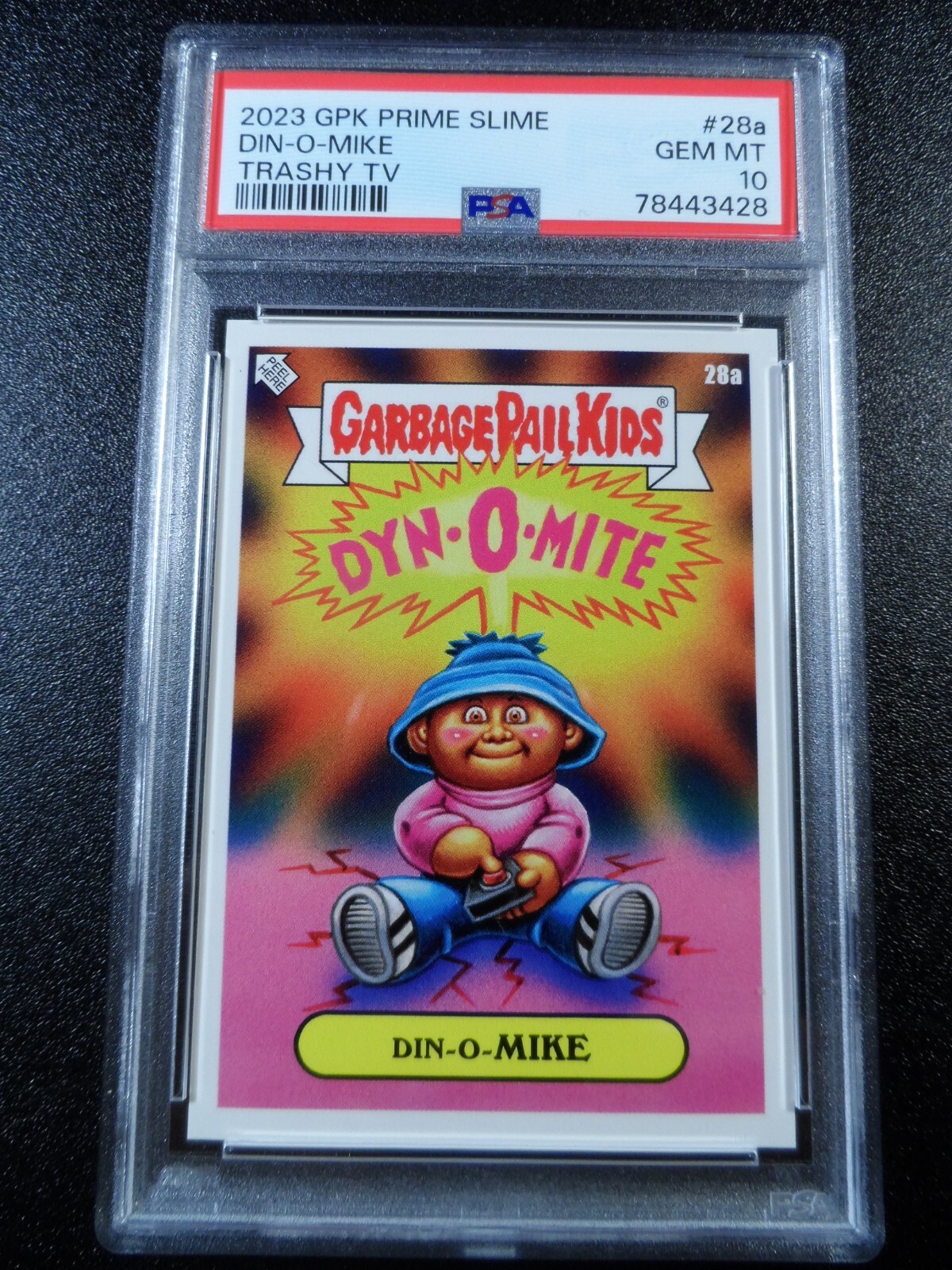 PSA 10 Adam Bomb JJ Good Times Spoof Garbage Pail Kids Card 28a Din-O-Mike view 2