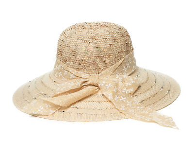 Women's sun hat summer hat sun protection straw hat ribbon bow anchor maritime