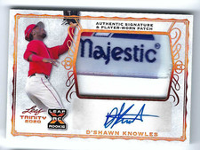 D'SHAWN KNOWLES 2020 LEAF TRINITY BASEBALL ROOKIE PATCH AUTO - LAUNDRY TAG