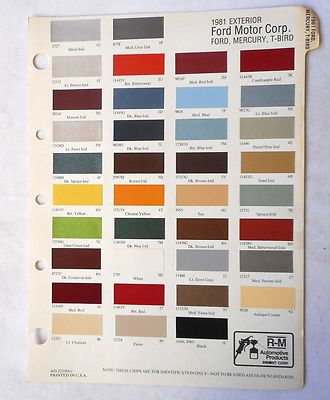 1981 FORD MERCURY LINCOLN R-M  COLOR PAINT CHIP CHART ALL  MODELS ORIGINAL 