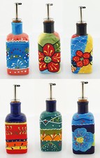 Mediterrane Keramik Ölspender Essig Spender Außgieser Olivenöl Dosierflasche