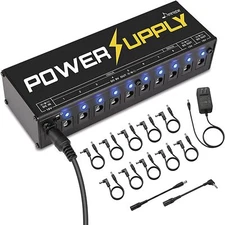 Donner 11 Port Guitar Effects Pedal Power Supply + Accessories 500 mA 9V/12V/18V