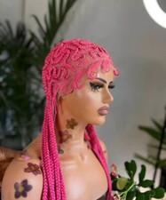 Full lace Cornrow braided wigs for women 40 Inches Color Pink