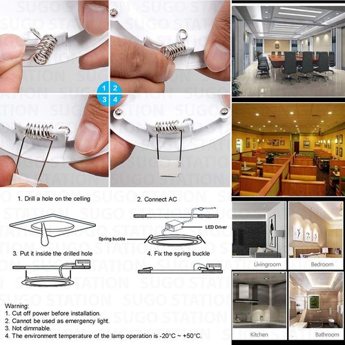 3W 6W 9W 12W 15W 18W 21W 24W LED Recessed Ceiling Light Panel Ultra Thin Round - Picture 8 of 16