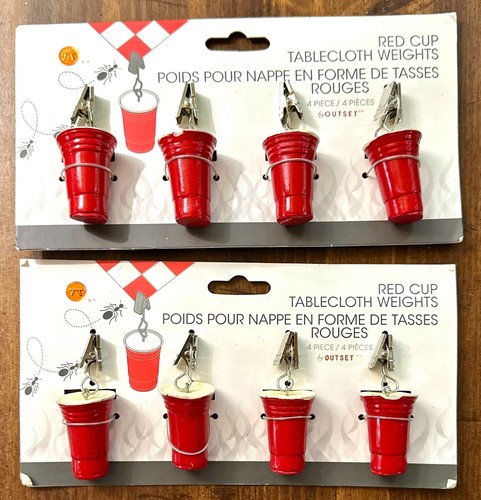 2 pkgs Red Cup Table cloth Weights Picnic (NEW)