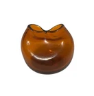 MCM Blenko Brown Glass Pinched Dimpled Double Vase Top Decor Heavy 3.5x3 Vintage