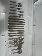 Wm A Rogers Oneida Ltd Stainless Flatware Lot 21pcs With Floral Decor Silverware