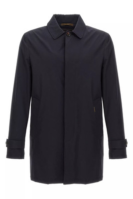 MOORER Vittor-Kn Blue Water Repellent Long Trench Coat New & Authentic