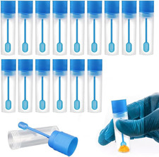 15 Pezzi Provetta Con Cucchiaio, per Le Feci, Campione Bottiglia Tubo Plastica, 