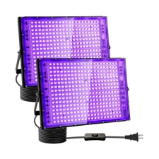 2 Pack 300W Black Lights, Blacklight Flood Light with Plug and Switch,for Glo...