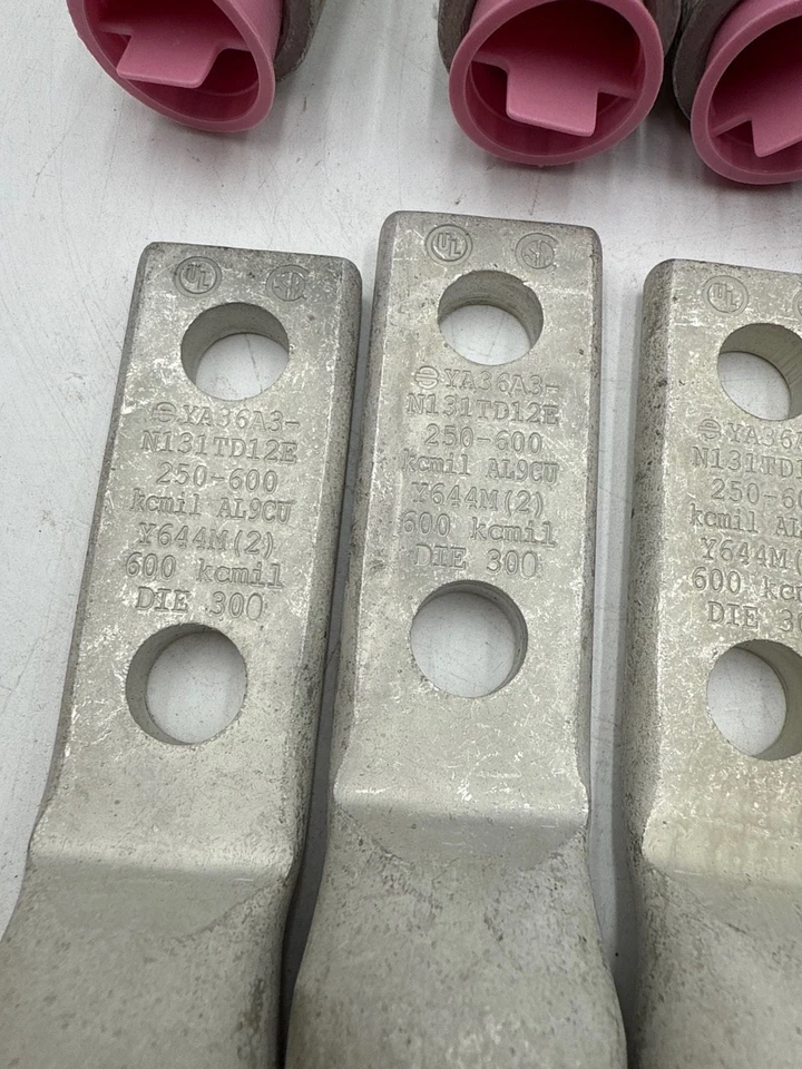 10PC Burndy YA36A3N131TD12E 2 Holes Aluminum Compression Lug Terminal Lot of 10 - Image 4 of 4
